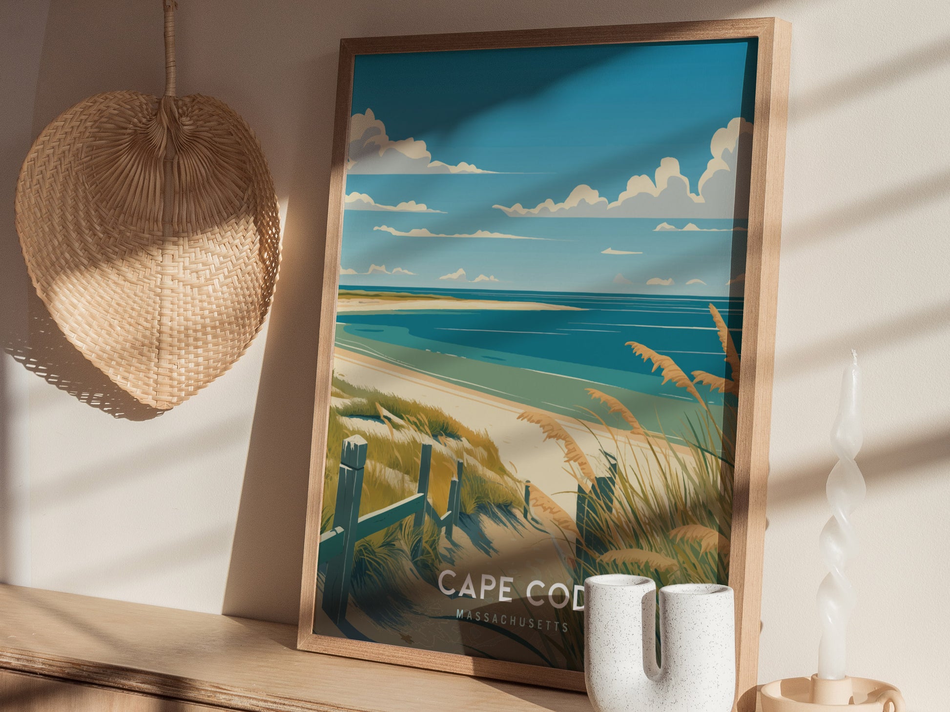 Cape Cod Massachusetts Poster | Coastal Beach House Wall Art | Framed or Unframed