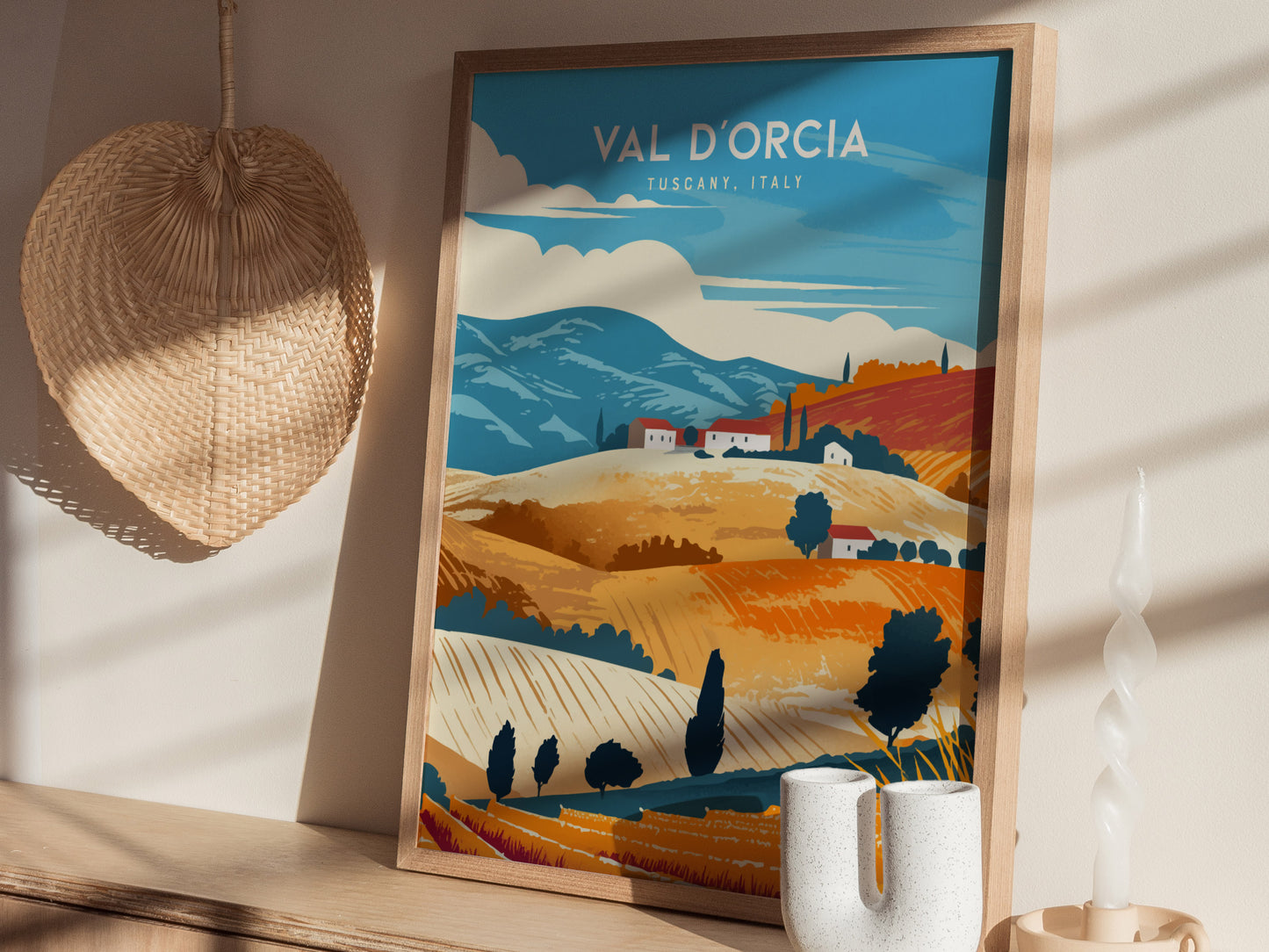 Val d'Orcia Poster | Tuscany Italy Art | Kitchen Wall Decor