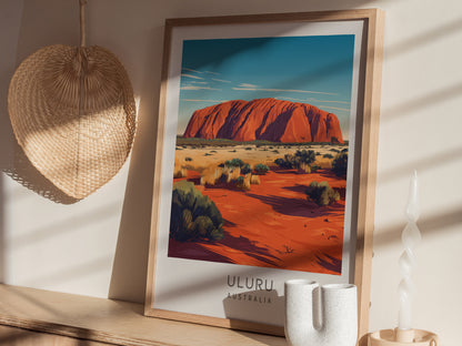 Uluru Matte Border Poster | Australia Travel Wall Art — styled in a modern interior