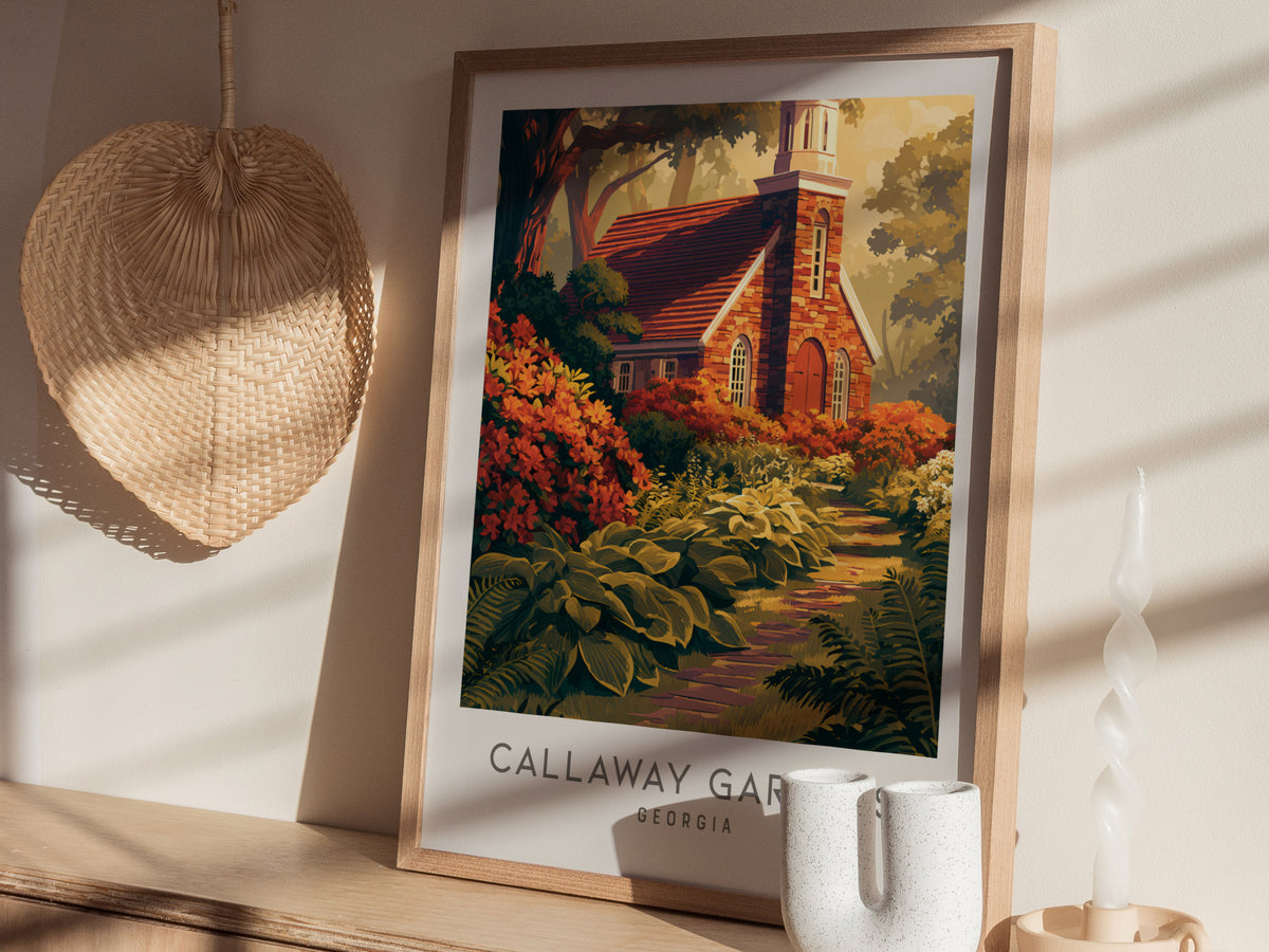 Callaway Gardens Matte Border Poster | Georgia Destination Print Travel Wall Art — styled in a modern interior