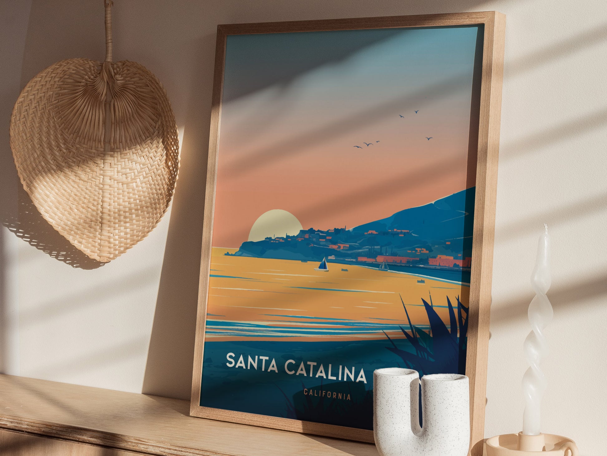 Catalina Island Poster | California Coastal Art | Santa Catalina Beach