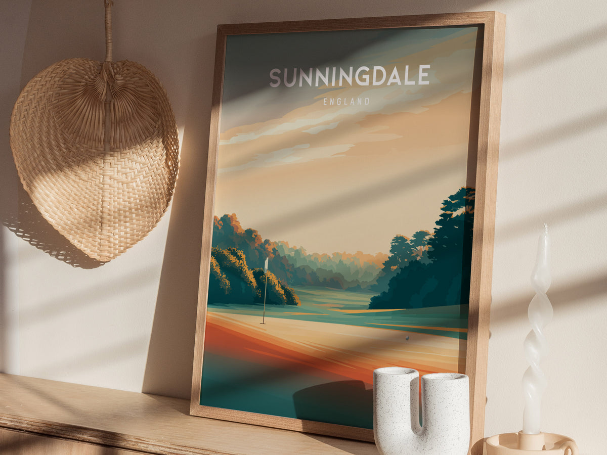 Sunningdale, England Poster | Classic Links Golfer Gift Wall Art — styled in a modern interior