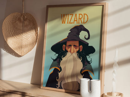 Wizard Fantasy Portrait Poster | Epic Fantasy Sorcerer Wall Art Gift