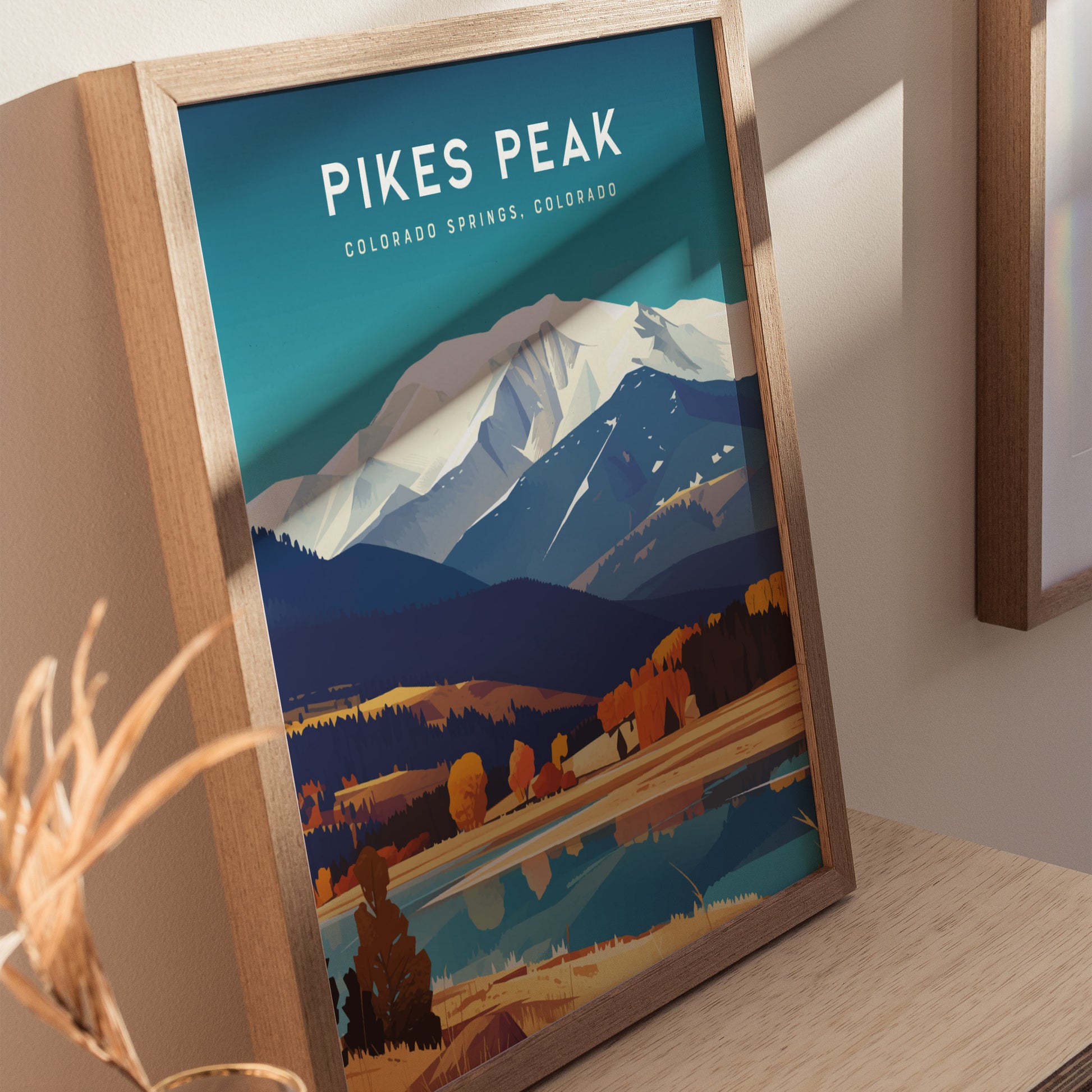 Pikes Peak Colorado Poster | Colorado Springs Mountain Wall Art Print