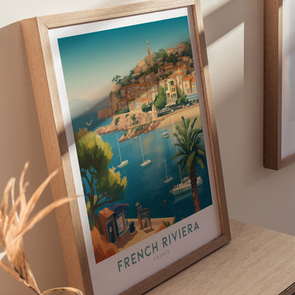 French Riviera Poster | France Travel Print Wall Art | Framed or Unframed