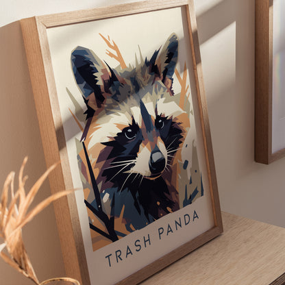 Trash Panda Poster | Urban Wildlife Raccoon Art | Funny Animal Wall Art