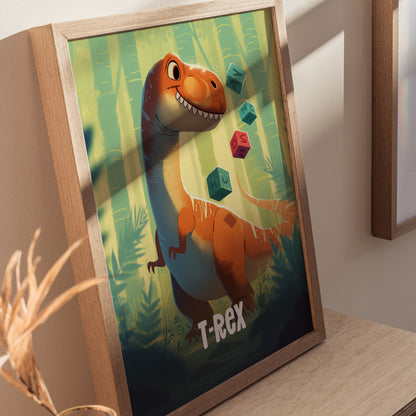 T-Rex Poster | Adventure Dinos Kids Room Art | Dinosaur Nursery Gift