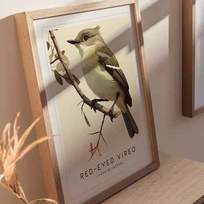 Red-Eyed Vireo Poster | Forest Songbird Wall Art