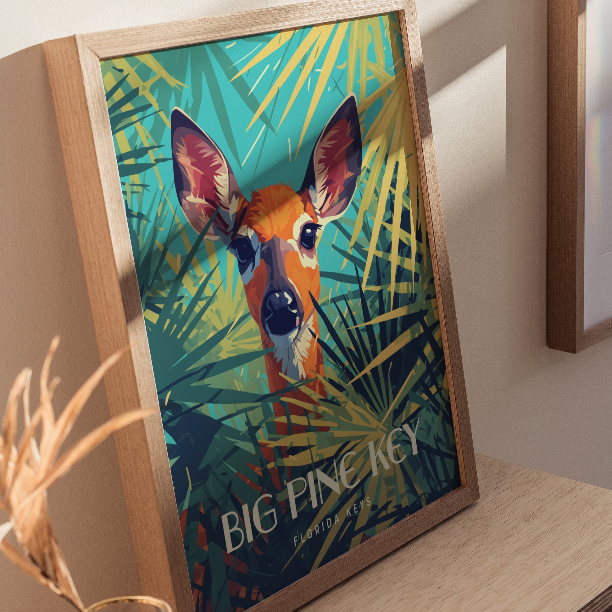 Big Pine Key Deer Poster | Florida Keys Wildlife Tropical Wall Art | Framed or Unframed