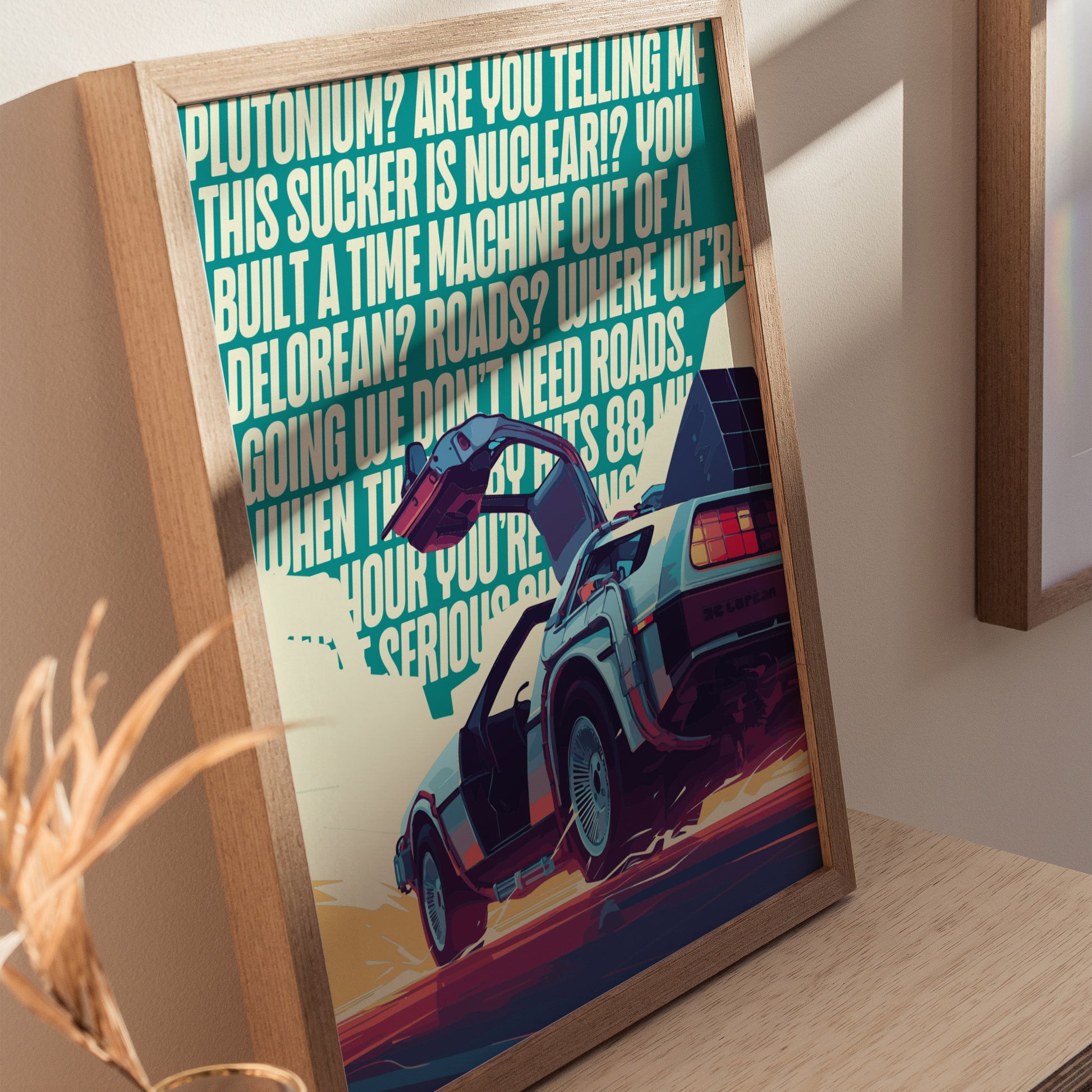 DeLorean Time Machine Poster | Back To The Future Wall Art | Framed or Unframed