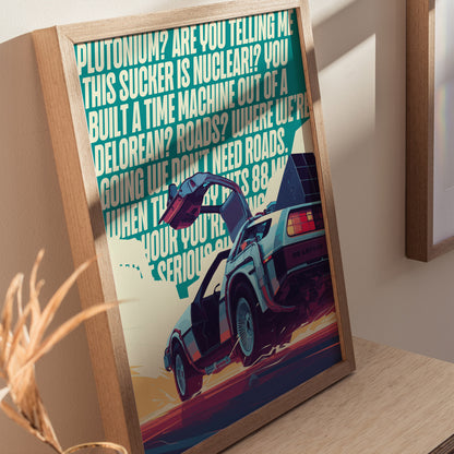 DeLorean Time Machine Poster | Back To The Future Wall Art | Framed or Unframed