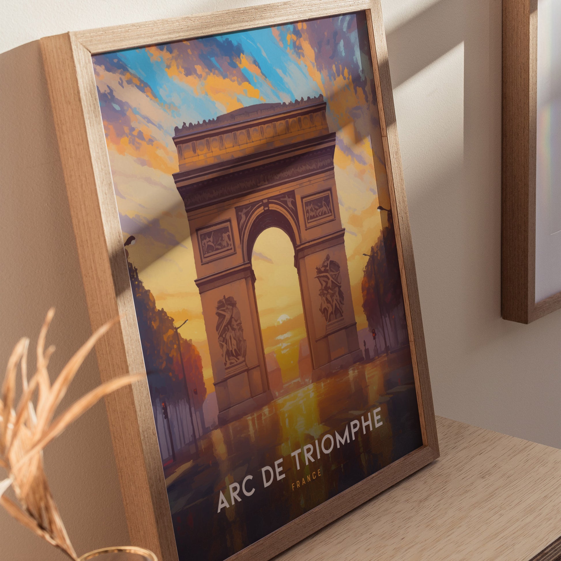 Arc de Triomphe Poster | Paris France Landmark Travel Print Wall Art | Framed of Unframed