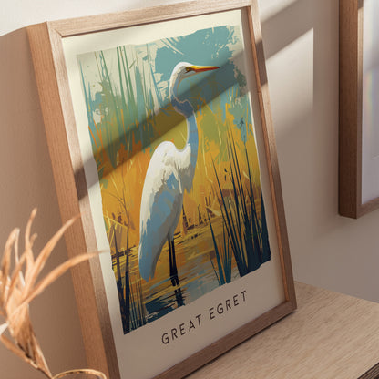 Great Egret Poster | Florida Bird Wildlife Wall Art
