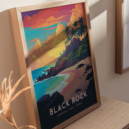Black Rock Kaanapali Travel Print | Maui Hawaii Wall Art | Framed of Unframed