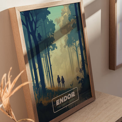 Star Wars Endor Poster | Retro Travel Art Forest Moon Ewok Gift