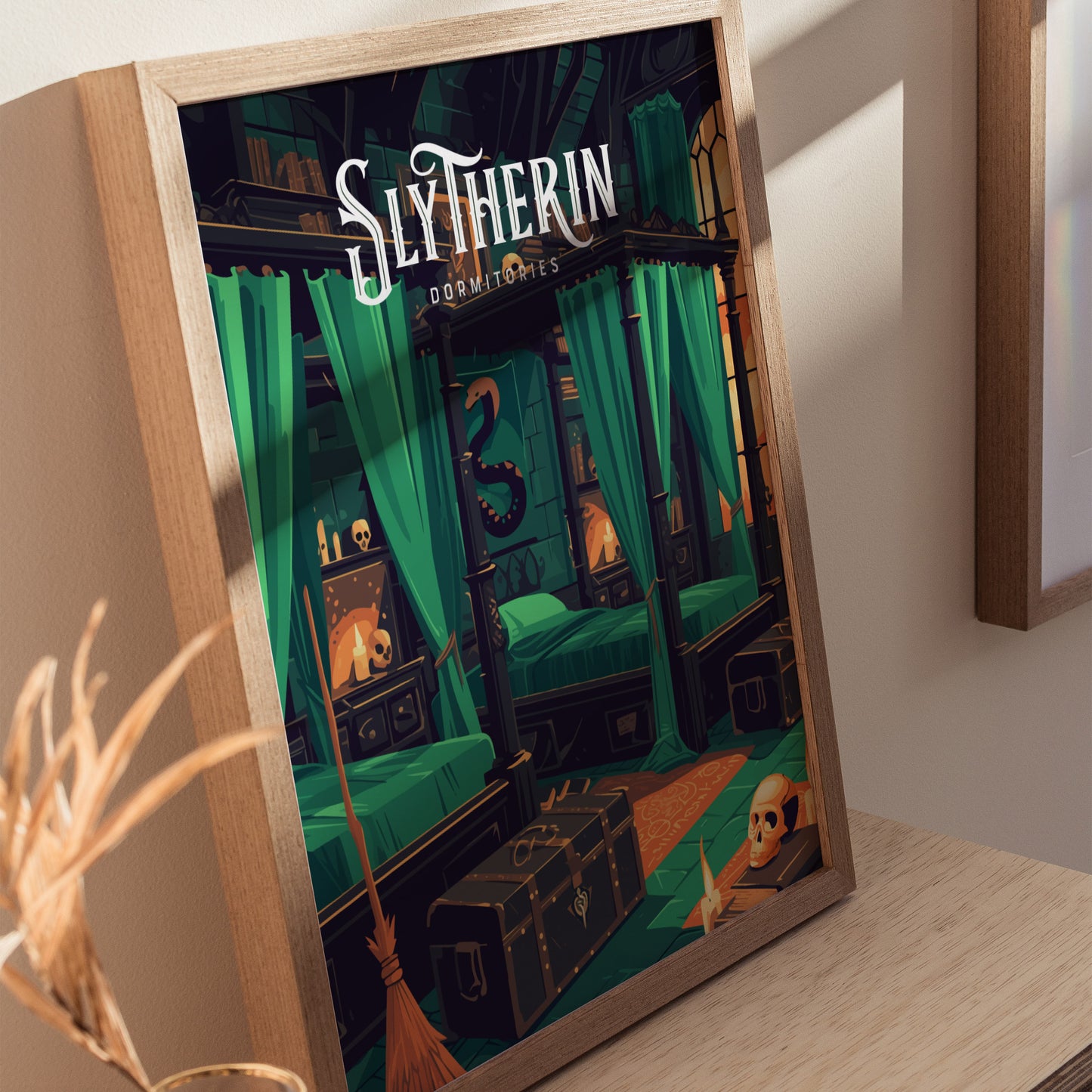 Slytherin Poster | Harry Potter Hogwarts Dorm Art | Wizarding World Gift