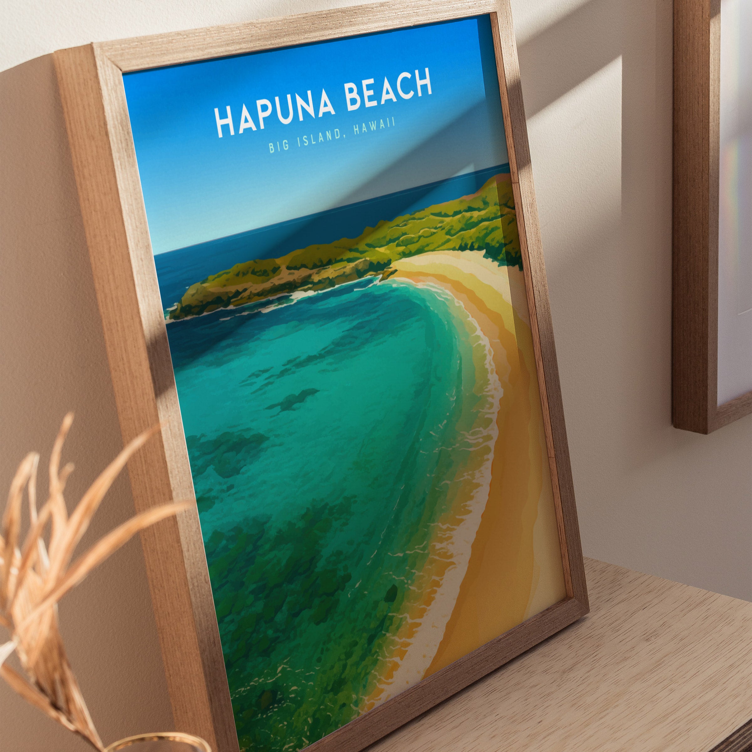 Hapuna Beach Poster | Big Island Hawaii Tropical Wall Art | Swell