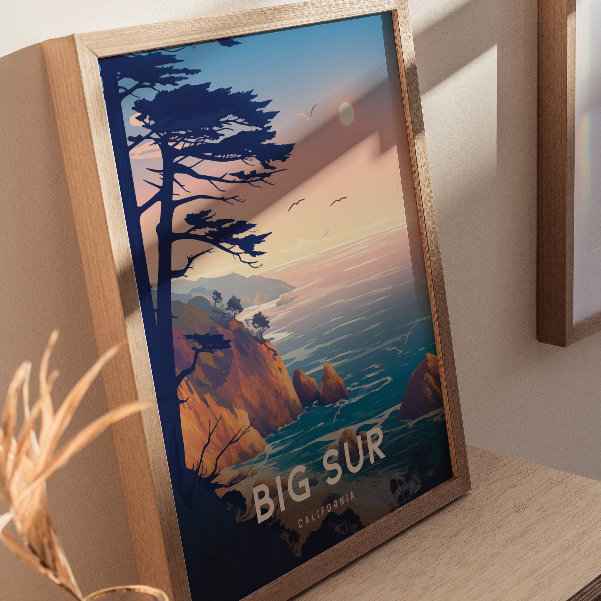 Big Sur California Poster | Pacific Coast Highway Cliffside Travel Wall Art