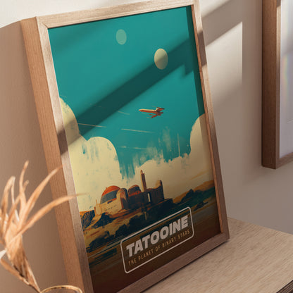 Star Wars Tatooine Poster | Retro Sci-Fi Travel Wall Art Gift