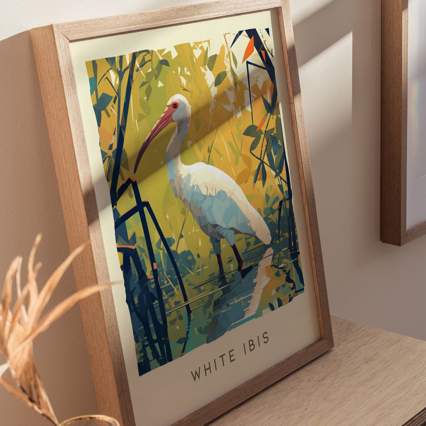 White Ibis Florida Poster | Coastal Bird Art Mangrove Wildlife Gift