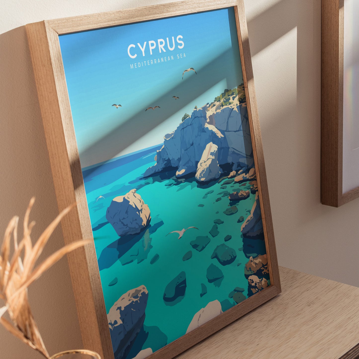 Cyprus Travel Poster | Coastal Mediterranean Wall Art | Framed or Unframed