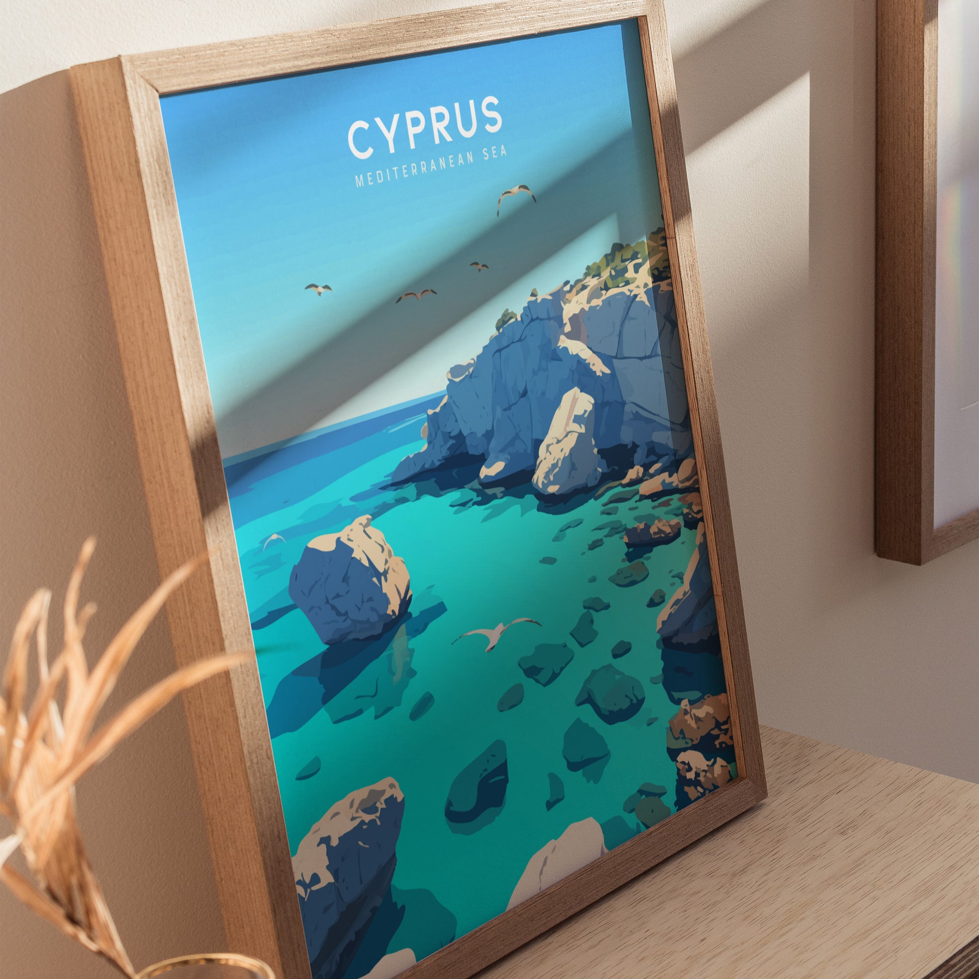 Cyprus Travel Poster | Coastal Mediterranean Wall Art | Framed or Unframed
