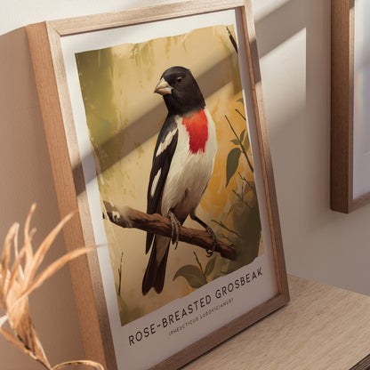 Rose-breasted Grosbeak Art | Songbird Poster Gift for Birdwatchers