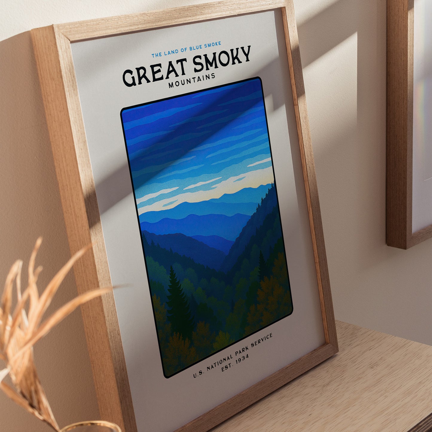 Great Smoky Mountains Block Print | Vintage National Park Wall Art