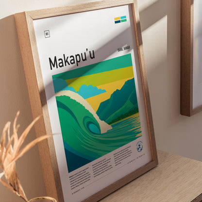 Makapuu Oahu Surf Poster | Windward Hawaii Bodyboard Wave Art