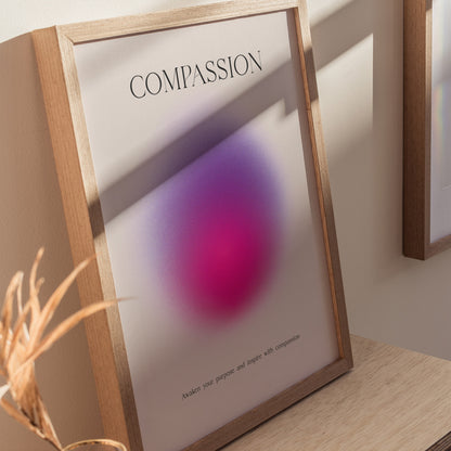 Compassion Aura Poster | Minimalist Modern Typography Wall Art | Framed or Unframed