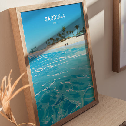 Sardinia Italy Poster | Mediterranean Beach Art | Costa Smeralda Decor