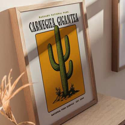 Saguaro National Park Poster | Arizona Cactus Art | Vintage Desert Print