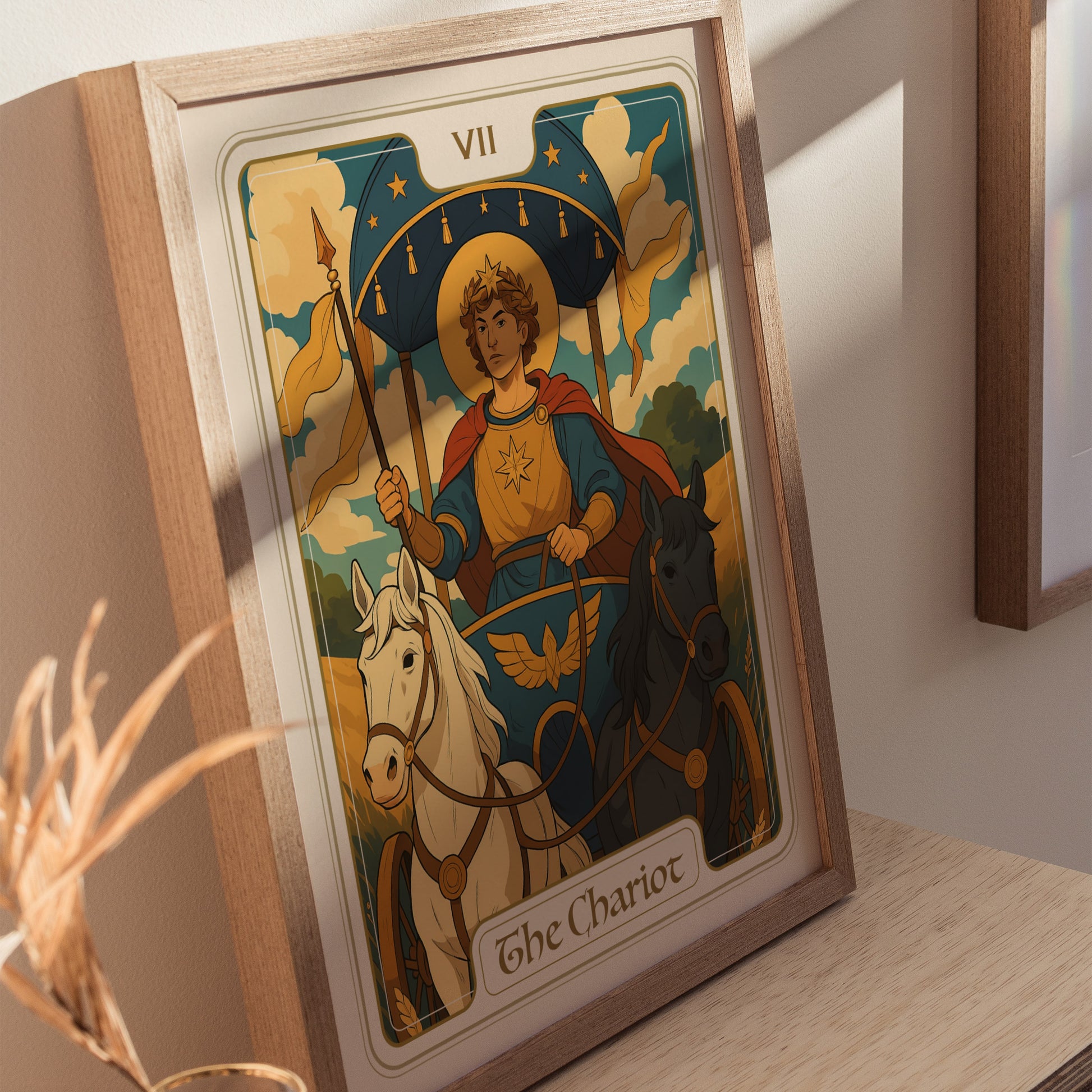 The Chariot Tarot Poster | Major Arcana Card VII | Victory Willpower Wall Art