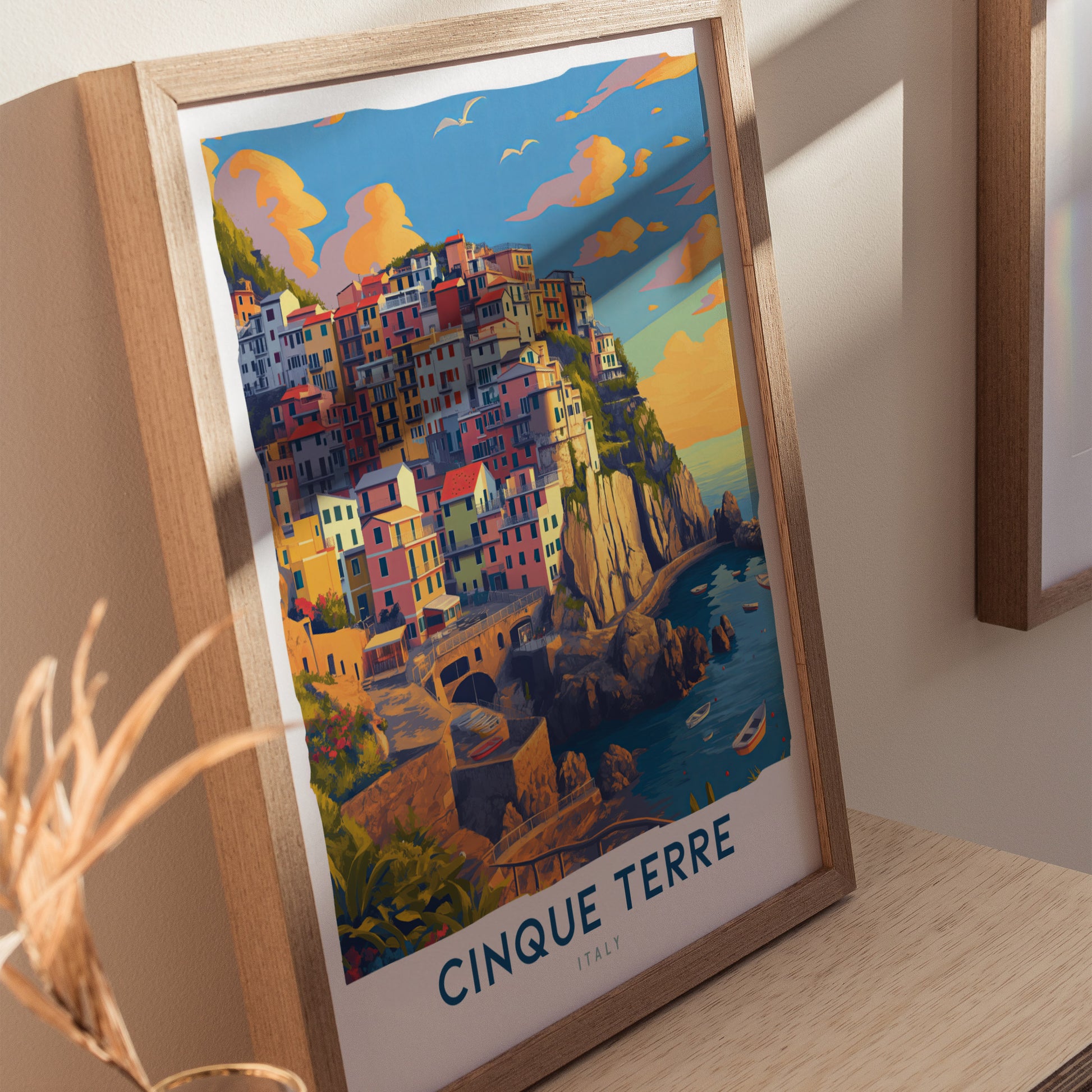 Cinque Terre Poster | Italian Riviera Coastal Wall Art | Framed or Unframed