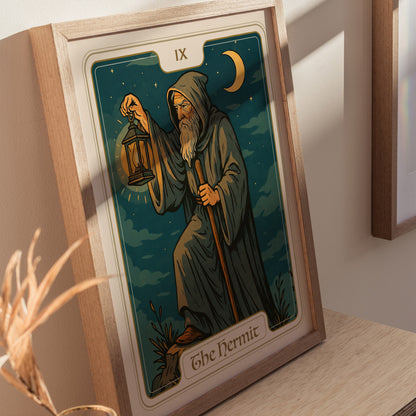 The Hermit Tarot Poster | Major Arcana Card IX Inner Wisdom Wall Art