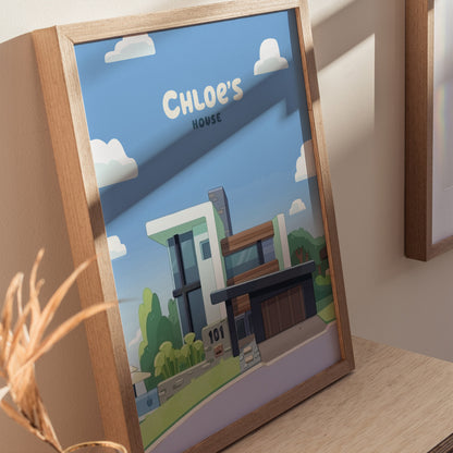 Bluey Chloe's House Poster | Kids Room Decor Wall Art | Framed or Unframed