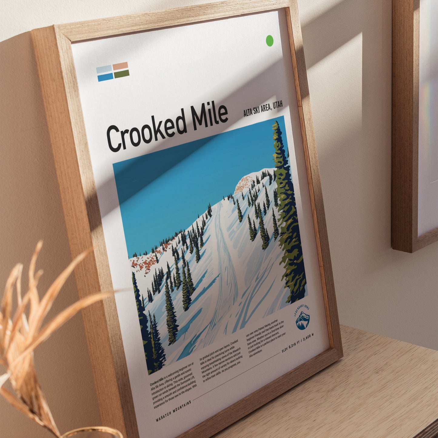 Crooked Mile Alta Ski Area Poster | Utah Skiing Resort Wall Art | Framed or Unframed