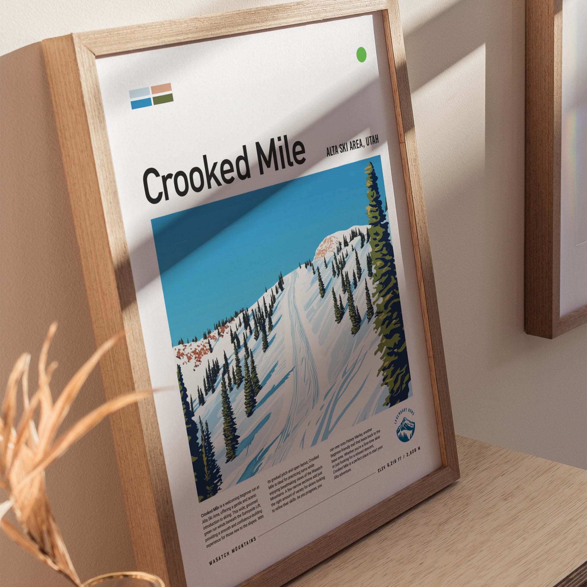 Crooked Mile Alta Ski Area Poster | Utah Skiing Resort Wall Art | Framed or Unframed