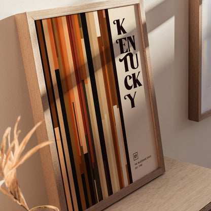 Kentucky The Bluegrass State Poster Abstract Bourbon Wall Art