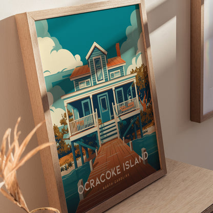 Ocracoke Island Poster | Outer Banks North Carolina Wall Art Print