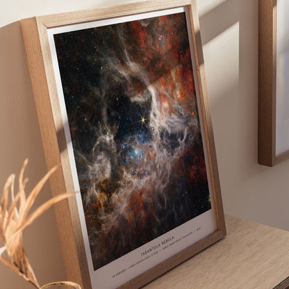 Tarantula Nebula JWST wall art used as space themed decor in a home office or creative studio
