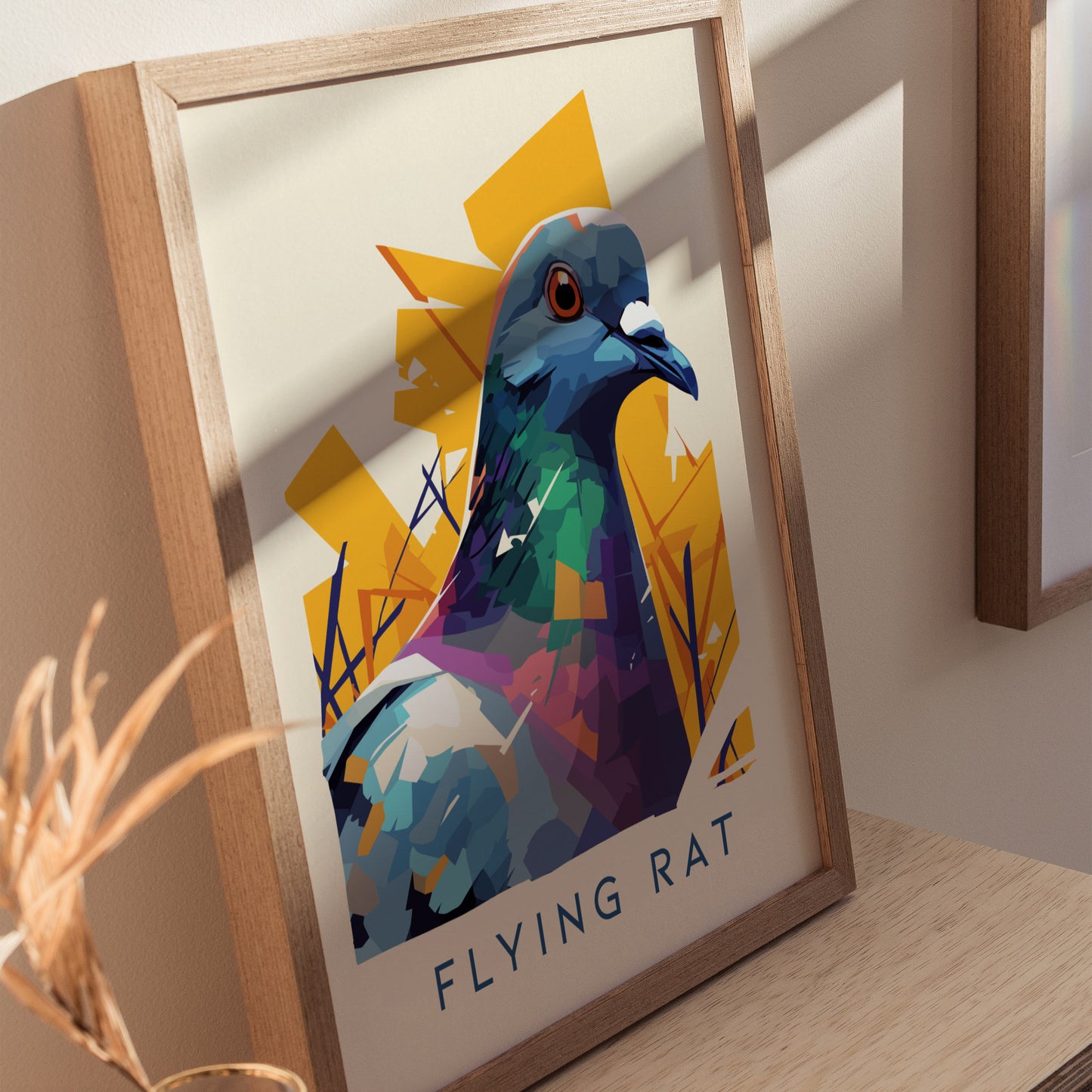 Flying Rat Pigeon Poster | Urban Wildlife Wall Art | Framed or Unframed