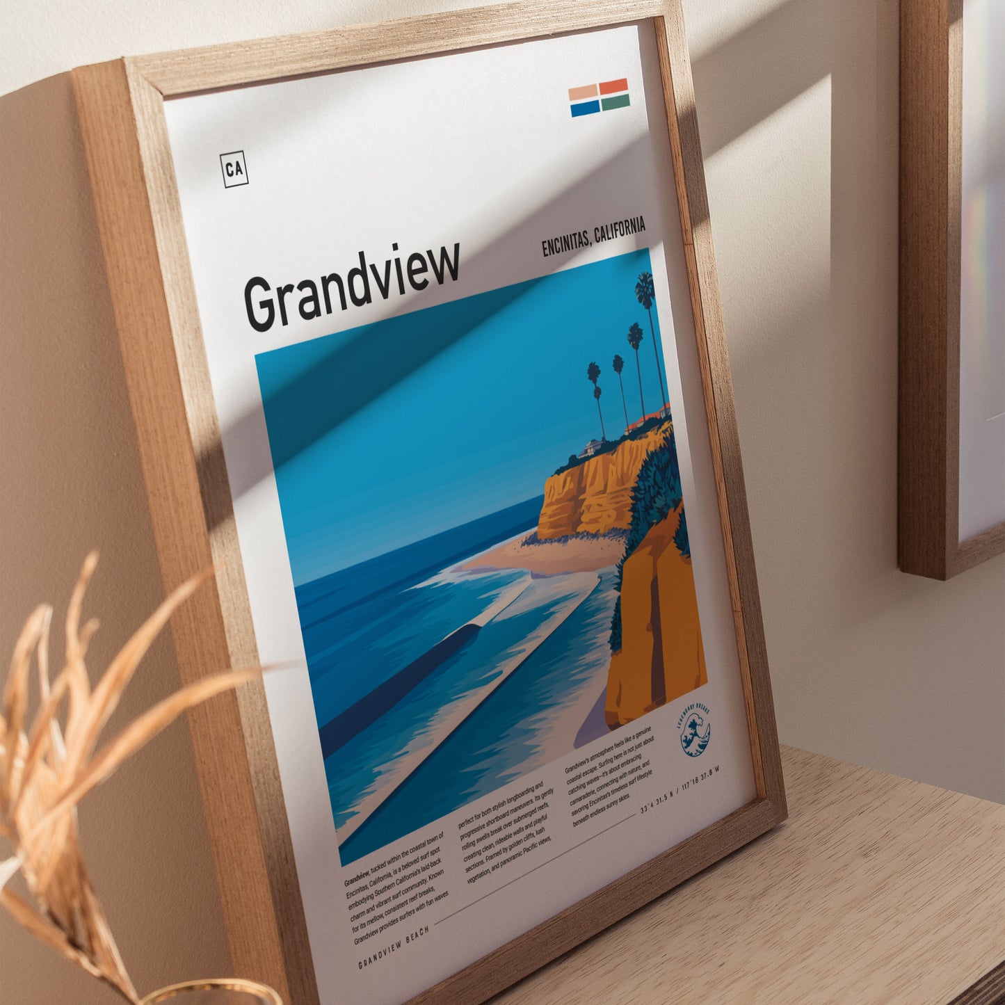 Grandview Surf Spot Poster | Encinitas California Surfer Wall Art