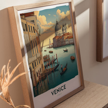 Venice Italy Poster | Canal Gondola Travel Art | Framed or Unframed