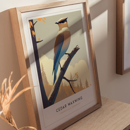 Cedar Waxwing Audubon Print | Bird Lover Modern Wall Art | Framed or Unframed