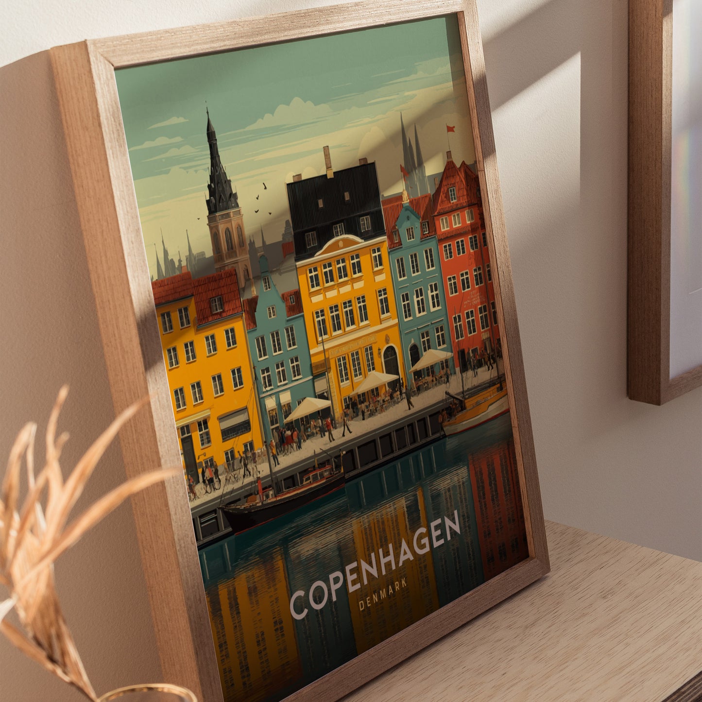Copenhagen Denmark Poster | Nyhavn Harbor Wall Art | Framed or Unframed