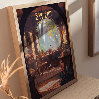 Bag End Hobbit Hole Poster | The Shire LOTR Tolkien Wall Art | Framed or Unframed