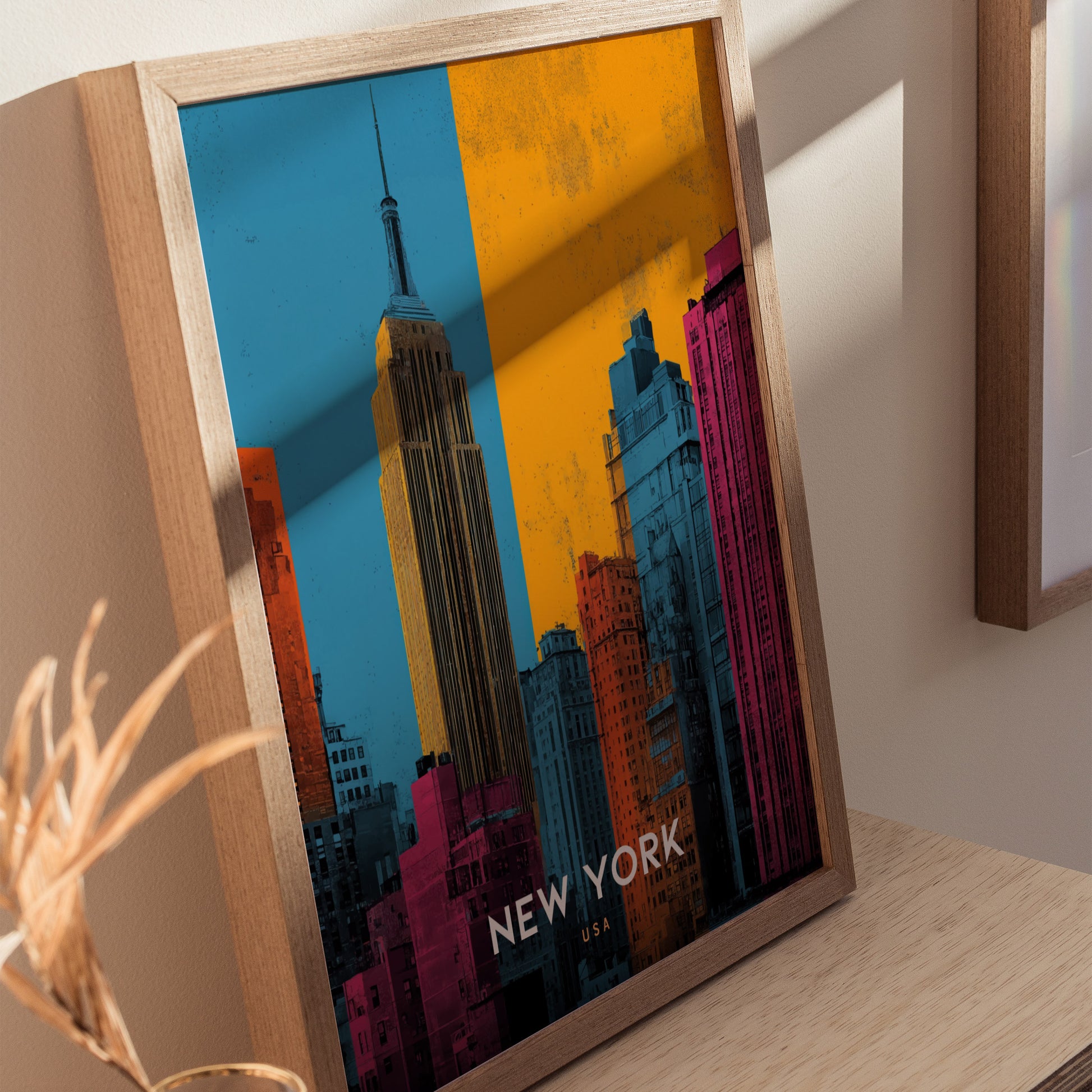 New York City Skyline Poster | Empire State Building Pop Art Print
