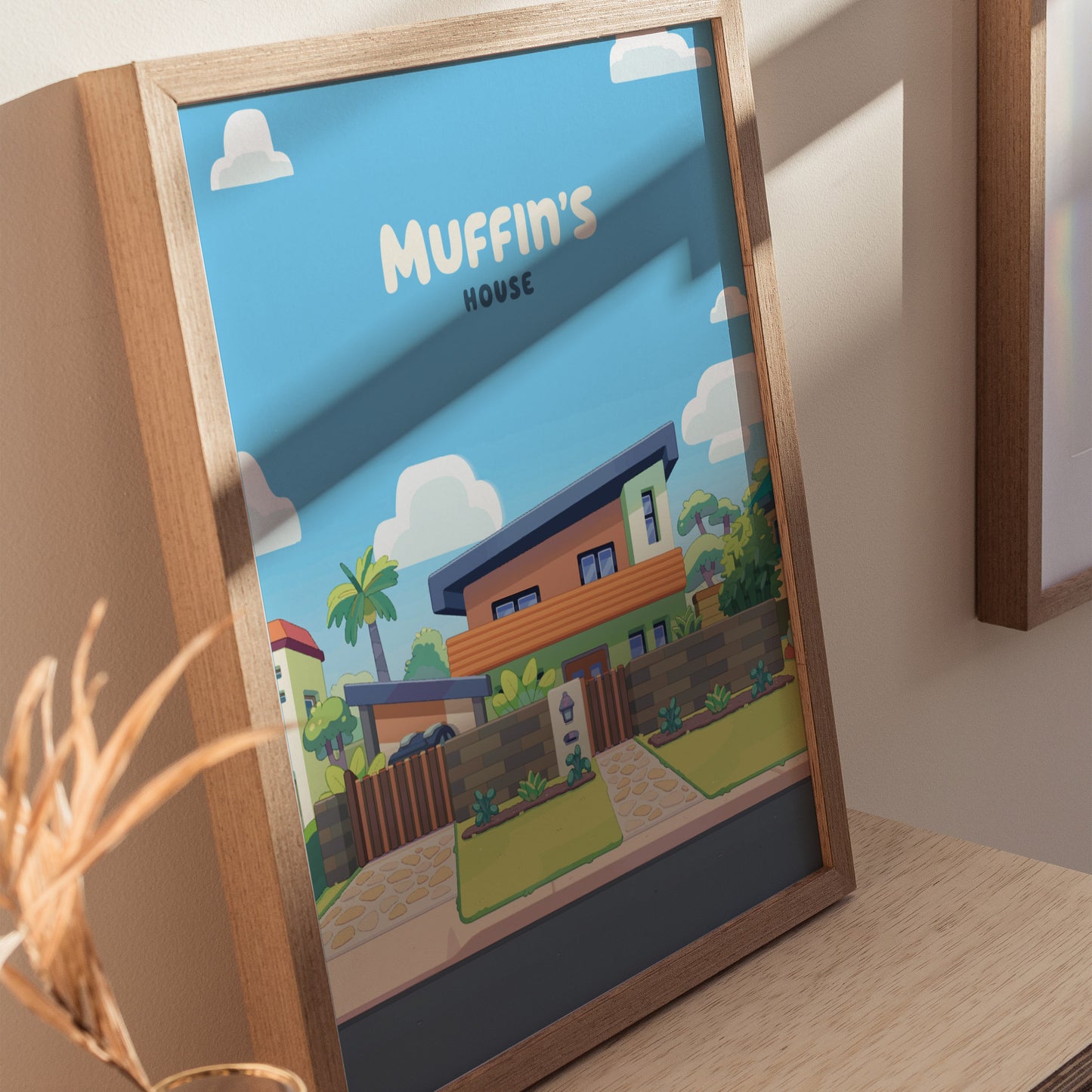 Bluey Muffin's House Poster | Kids Room Decor Wall Art | Framed or Unframed