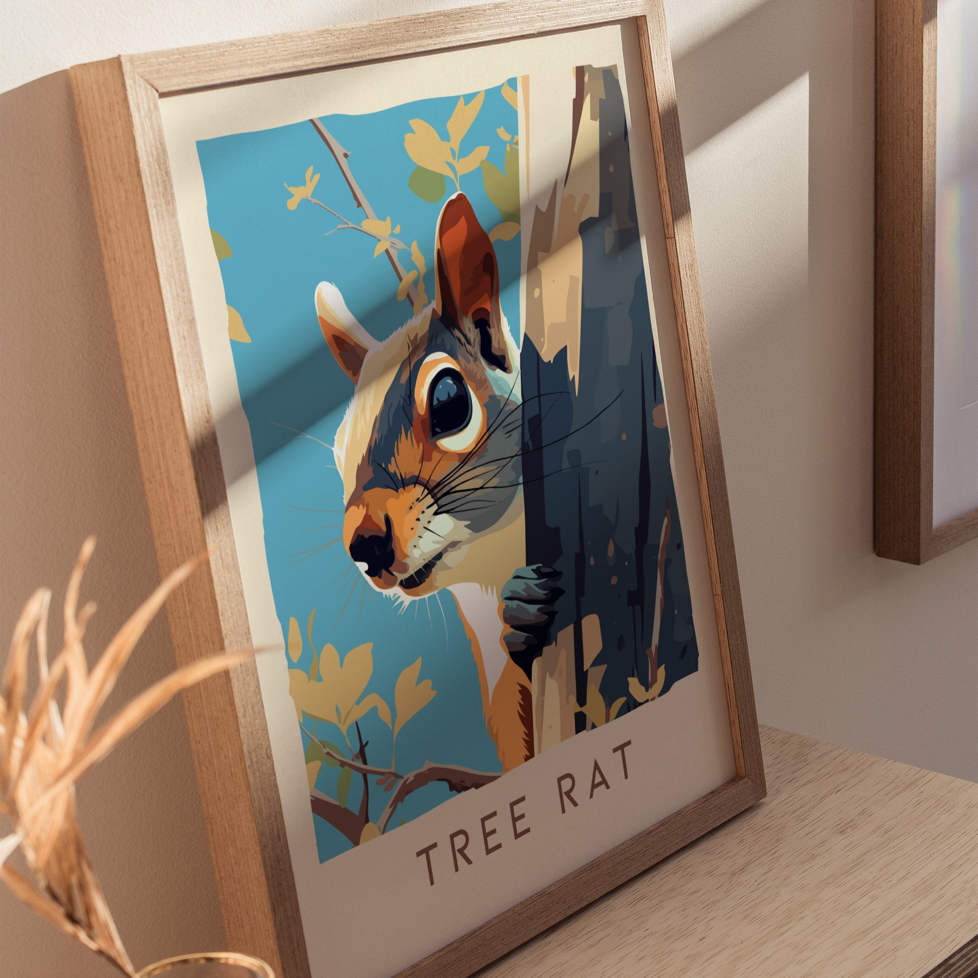 Tree Rat Poster | Urban Wildlife Squirrel Art | Funny Animal Wall Art